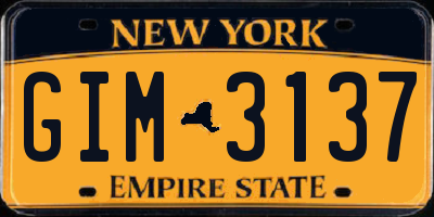 NY license plate GIM3137