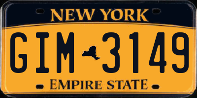NY license plate GIM3149