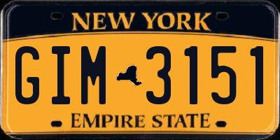 NY license plate GIM3151