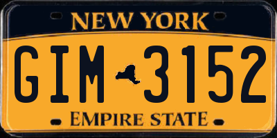 NY license plate GIM3152