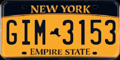 NY license plate GIM3153