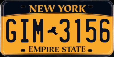 NY license plate GIM3156