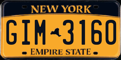 NY license plate GIM3160