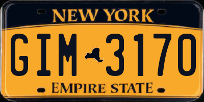 NY license plate GIM3170