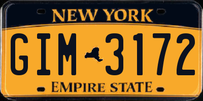 NY license plate GIM3172