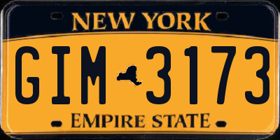 NY license plate GIM3173