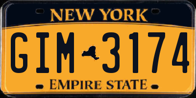 NY license plate GIM3174