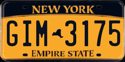 NY license plate GIM3175