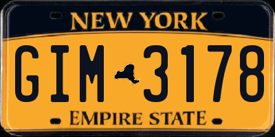 NY license plate GIM3178