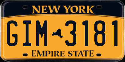 NY license plate GIM3181