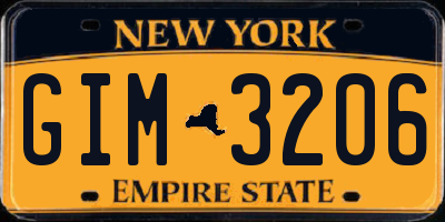 NY license plate GIM3206