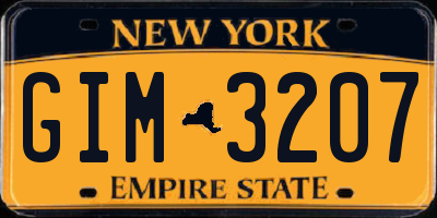 NY license plate GIM3207