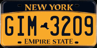 NY license plate GIM3209
