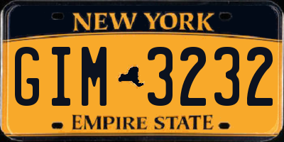 NY license plate GIM3232