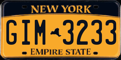 NY license plate GIM3233