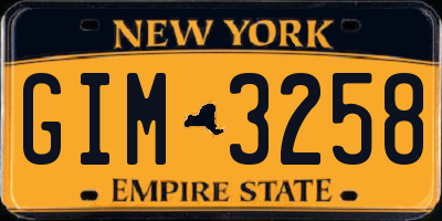 NY license plate GIM3258