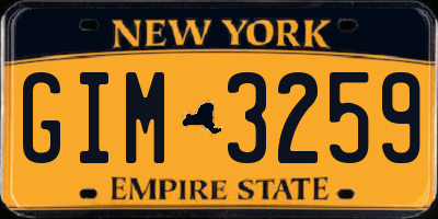 NY license plate GIM3259