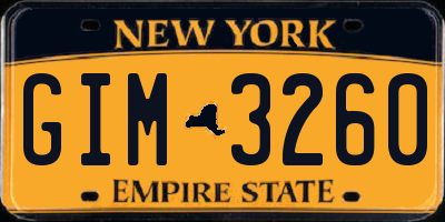 NY license plate GIM3260