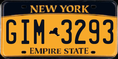 NY license plate GIM3293