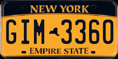 NY license plate GIM3360