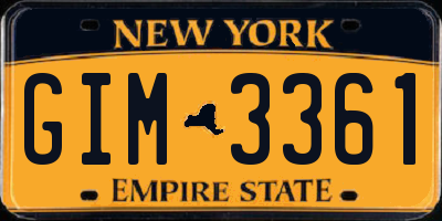 NY license plate GIM3361