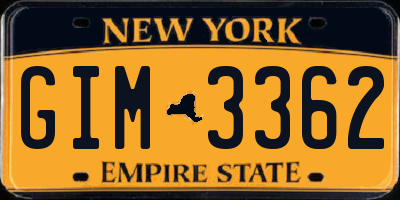 NY license plate GIM3362