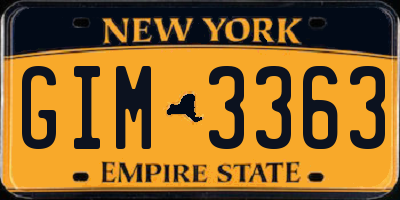 NY license plate GIM3363