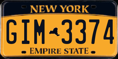 NY license plate GIM3374