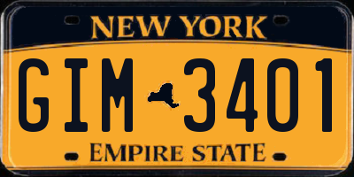 NY license plate GIM3401