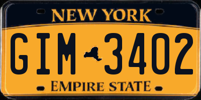 NY license plate GIM3402