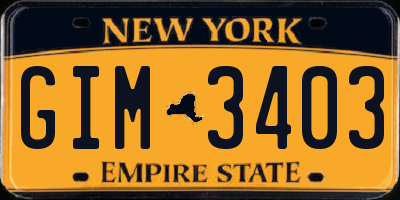 NY license plate GIM3403