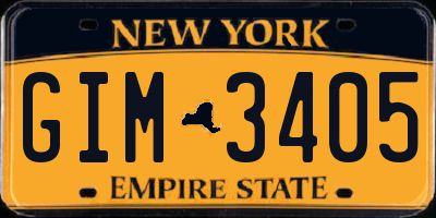 NY license plate GIM3405