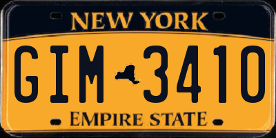 NY license plate GIM3410