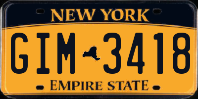 NY license plate GIM3418