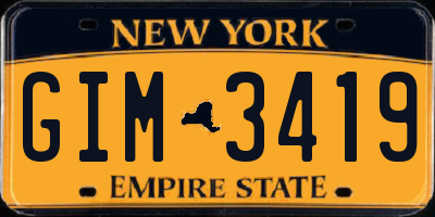 NY license plate GIM3419