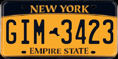 NY license plate GIM3423