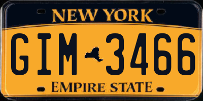 NY license plate GIM3466