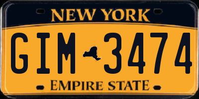 NY license plate GIM3474
