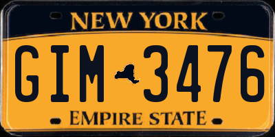 NY license plate GIM3476
