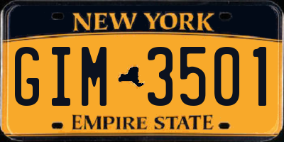 NY license plate GIM3501