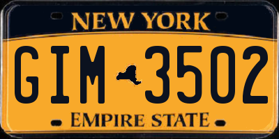 NY license plate GIM3502