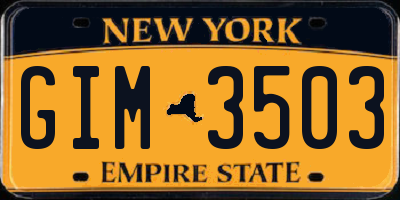 NY license plate GIM3503