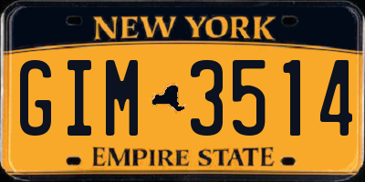 NY license plate GIM3514