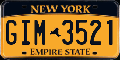 NY license plate GIM3521