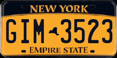 NY license plate GIM3523
