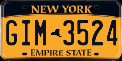 NY license plate GIM3524