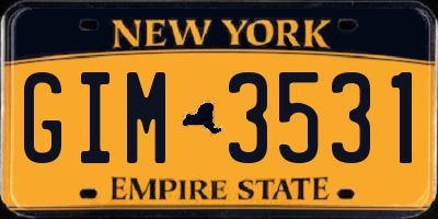 NY license plate GIM3531
