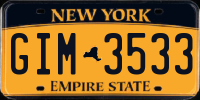 NY license plate GIM3533