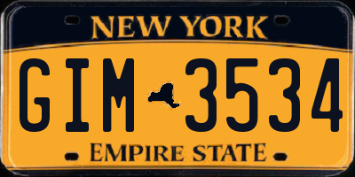 NY license plate GIM3534