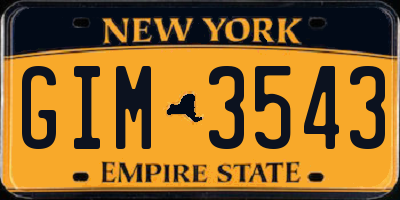 NY license plate GIM3543